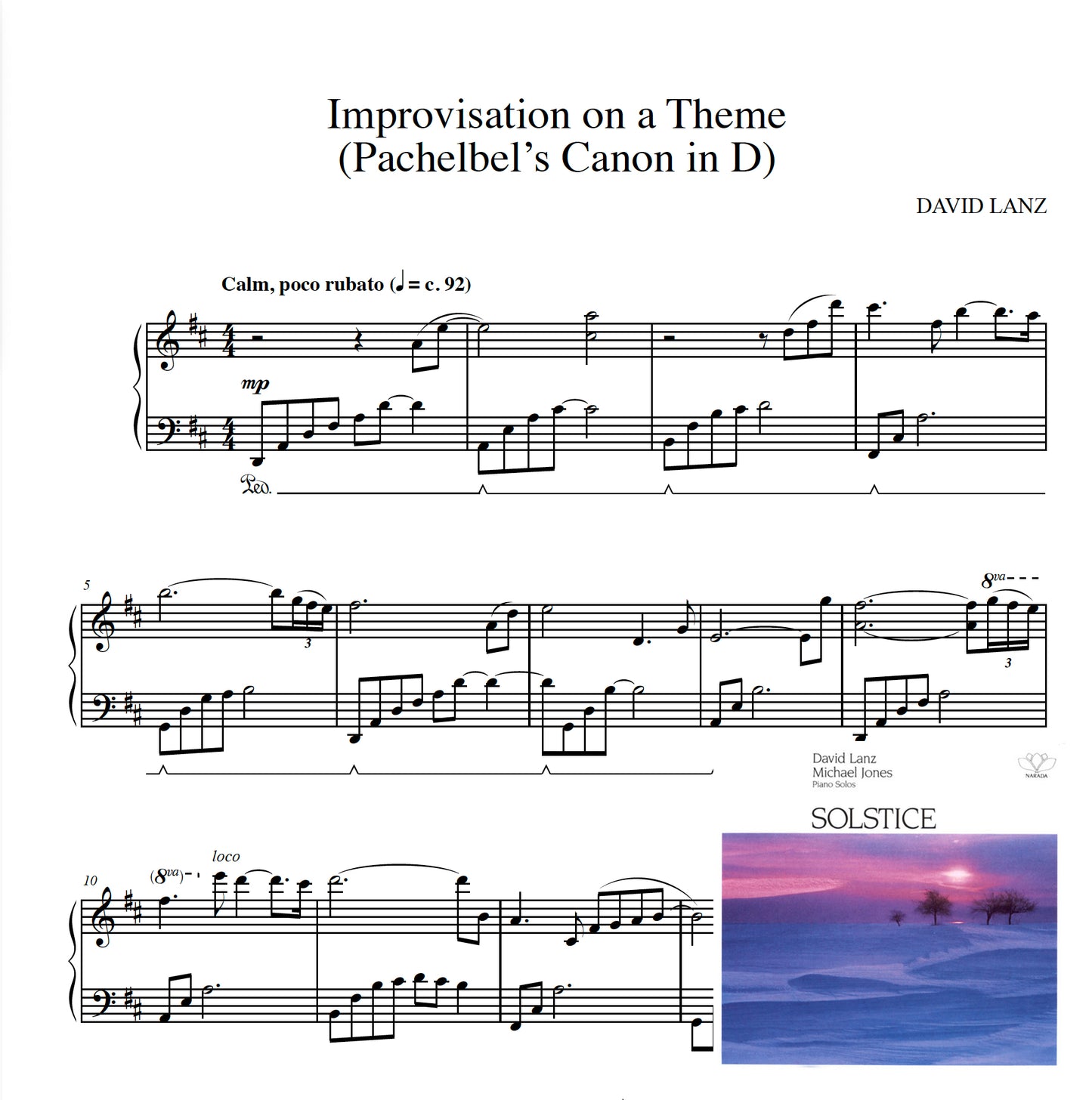 Improvisation on a Theme (Pachelbel's Canon in D) - Sheet Music - Solo Piano